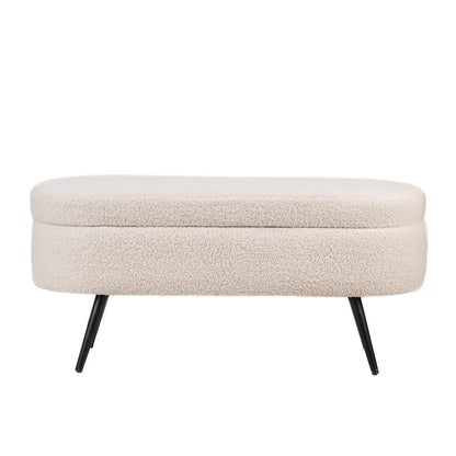 Metal and White Boucle Storage Bench Modern Design Style Entryway