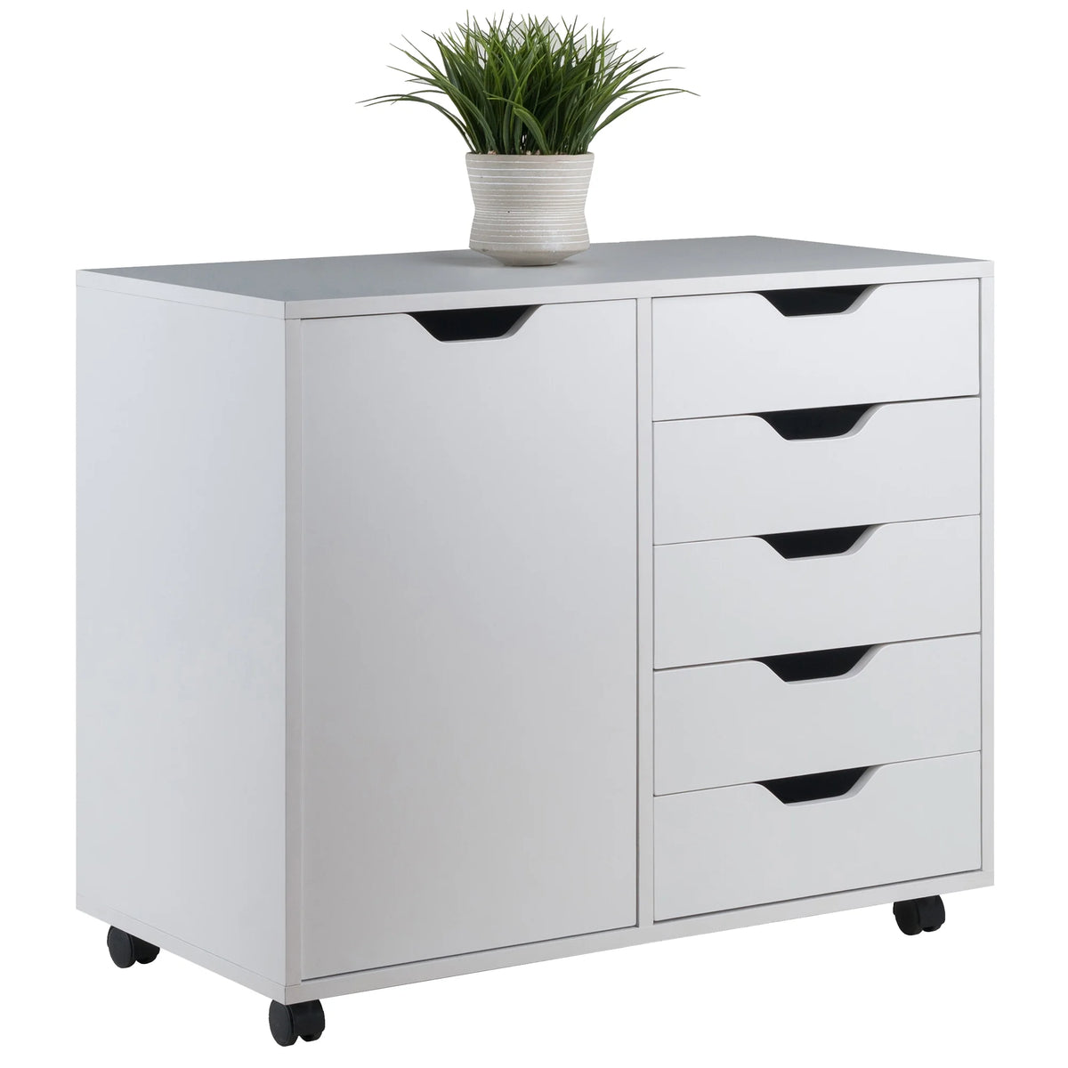 Winsome Halifax 5-Drawer, Side Storage Mobile Cabinet 10630, White Finish