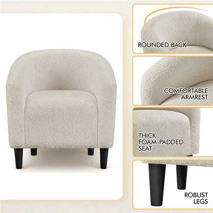 Yaheetech Upholstered Club Chair Accent Barrel Chair, Ivory