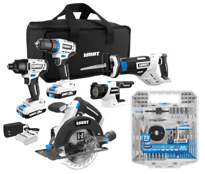 HART 20V 5-Tool Combo Kit with 70PC Drill & Drive Bit Set