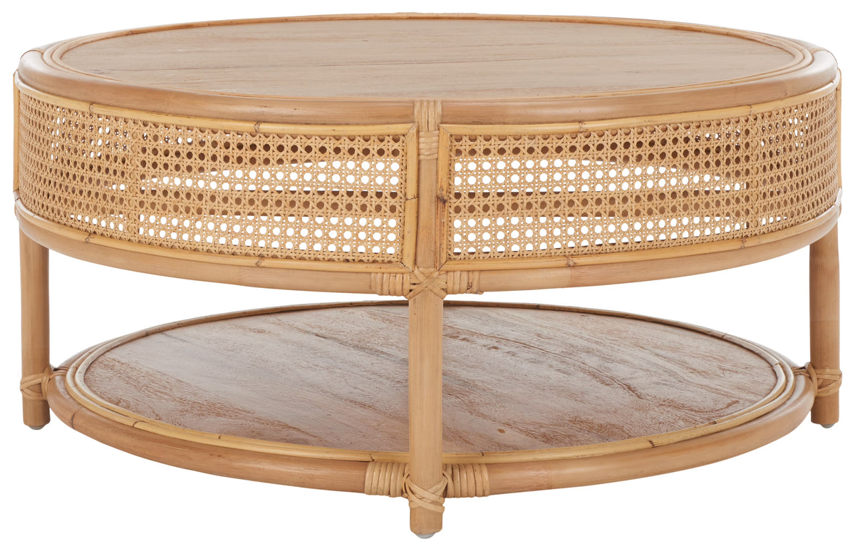 SAFAVIEH Modern Round Rattan Coffee Table, Natural