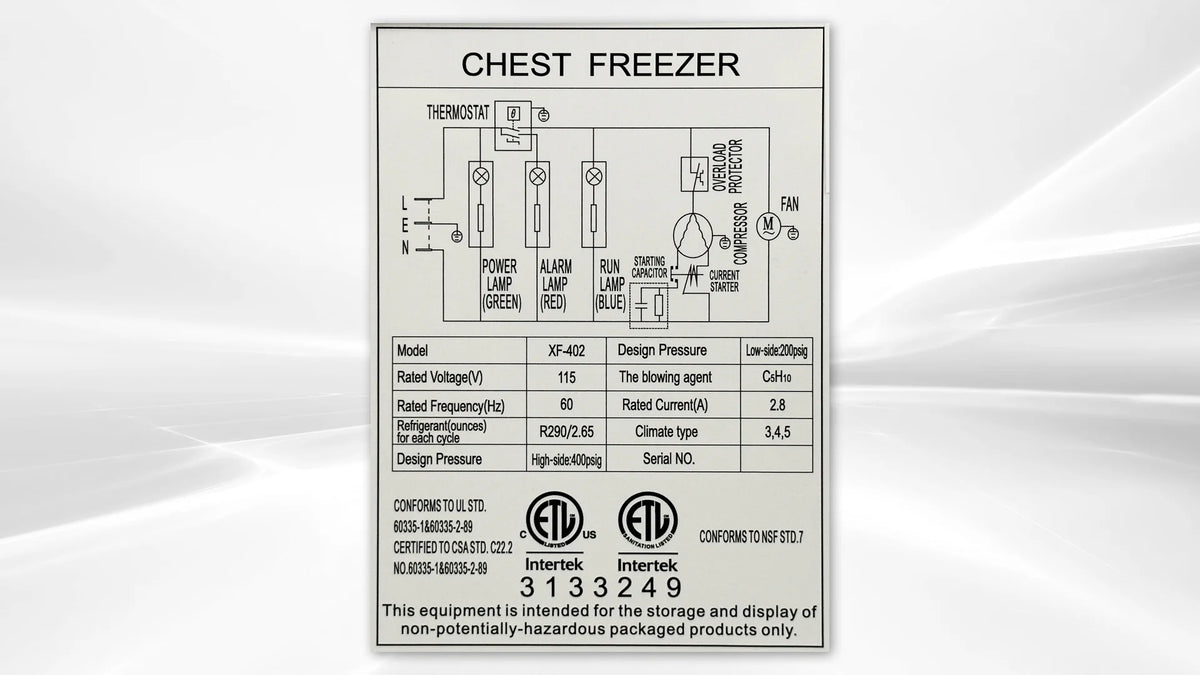 Cooler Depot 50 In. 12.2 Cu.ft Chest Freezer XF-402, NSF Certified