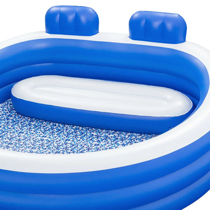 H2OGO! Splash Paradise Family Pool 7'7" x 7'2" x 31"  - Inflatable, Blue & White, Bestway, 225 Gallon Capacity, Outdoor & Backyard, Bench Seat, Built-In Cupholders, Suitable For Children Ages 6+