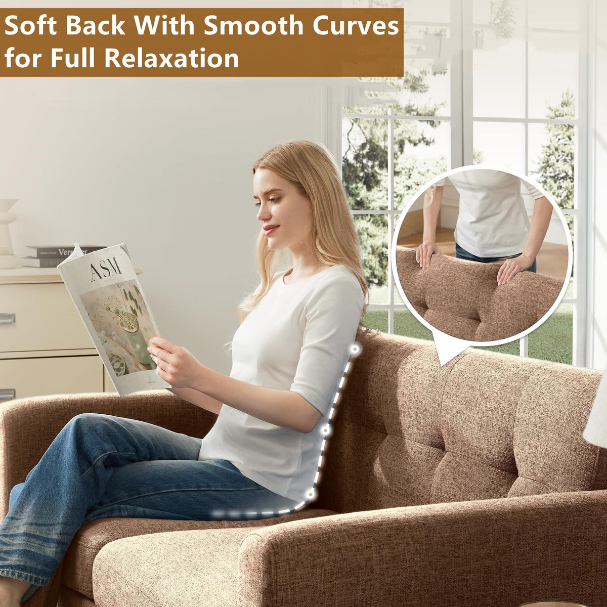 Aukfa 68" Small Sofa Couch Comfy Mid Century Modern Loveseat Sofa for Living Room Bedroom, Cream