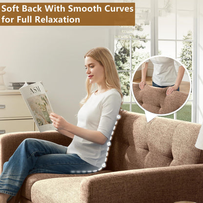 Aukfa 68" Small Sofa Couch Comfy Mid Century Modern Loveseat Sofa for Living Room Bedroom, Cream