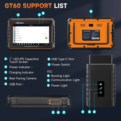 Foxwell GT60 BT Bluetooth OBD2 Scanner All System Automotive Diagnostic Scan Tool 24 Maintenance Functions ABS Bleeding Car Code Reader
