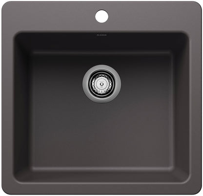 Blanco 443227 21 in. Liven Silgranti Single Bowl Dual Mount Kitchen Sink - Anthracite