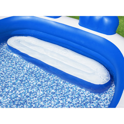 H2OGO! Splash Paradise Family Pool 7'7" x 7'2" x 31"  - Inflatable, Blue & White, Bestway, 225 Gallon Capacity, Outdoor & Backyard, Bench Seat, Built-In Cupholders, Suitable For Children Ages 6+