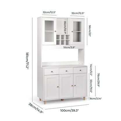 Freestanding Kitchen Pantry Cupboard Cabinet with 3 Drawers with 5 Storage Cabinets