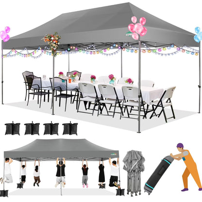 COBIZI 10x15ft Pop up Canopy, Heavy Duty Party Canopy Waterproof Commercial for Outdoor,Black
