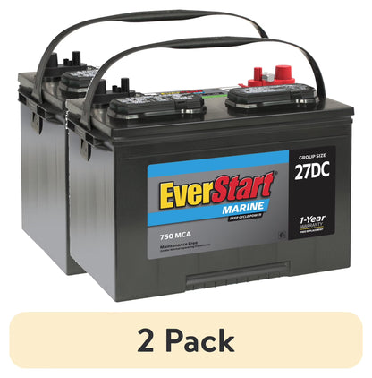 EverStart Lead Acid Marine & RV Deep Cycle Battery, Group Size 27DC 12 Volt, 750 MCA*