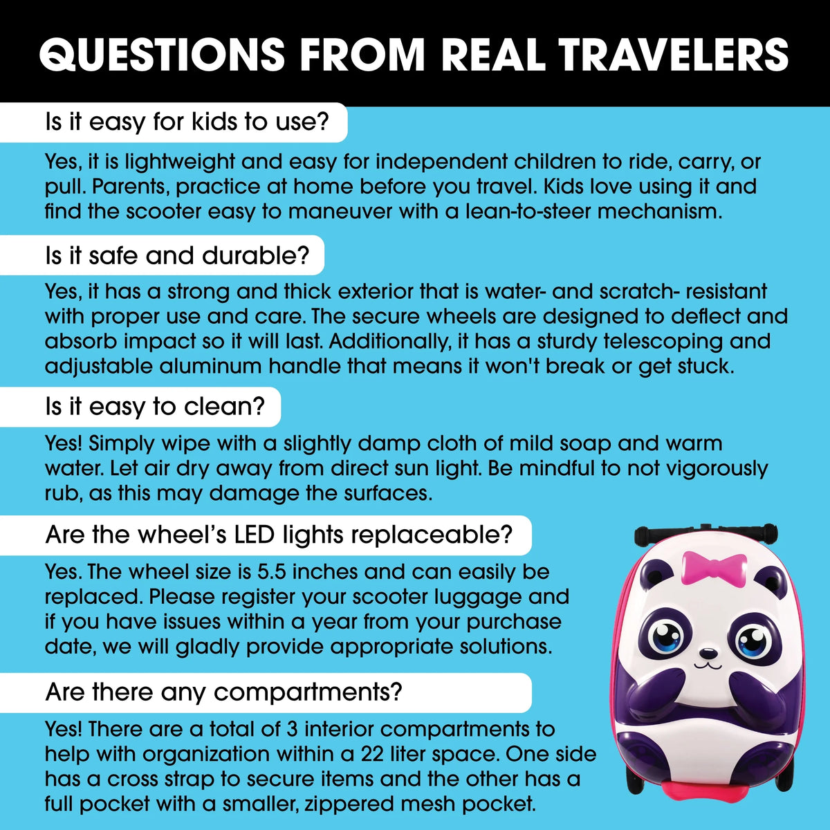 Kiddietotes Kid's Hard Shell Scooter Ride On Suitcase, Pink