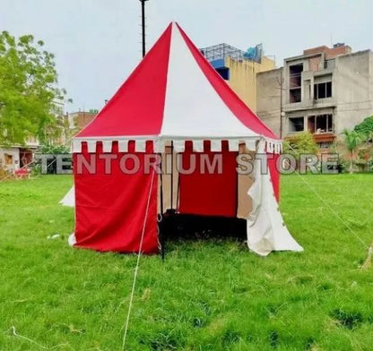 WEEKEND SALE Medieval Round Pavilion Red & White 4m Tent Functional water Resistant Camping Tent