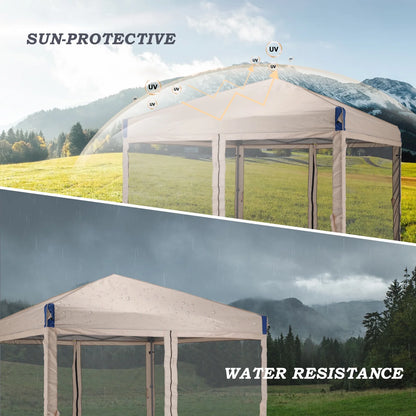 Aoodor 12'x12' Pop Up Canopy with Removable Mesh Sidewalls, Outdoor Portable Instant Shelter Tent-Black