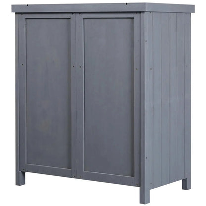 Spaco Garden Storage Cabinet, Outdoor Tool Shed with Galvanized Top and Two Shelves, Yard Tools or Pool Accessories, Gray