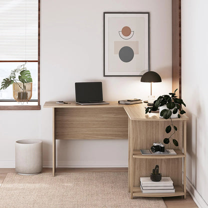 Ameriwood Home L Shaped Desk with Side Storage, Black Oak
