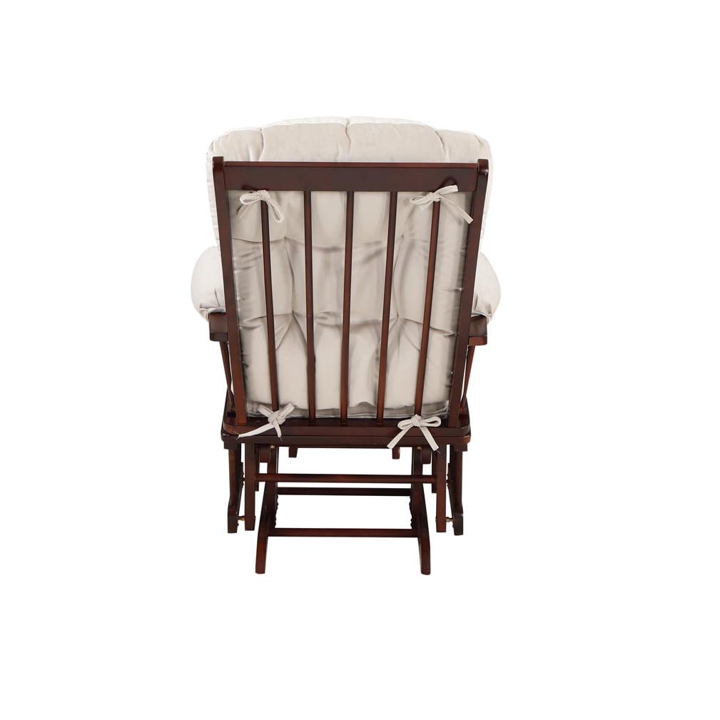 AFG Alice Glider and Ottoman with Pillow. Espresso Finish with Beige Cushions