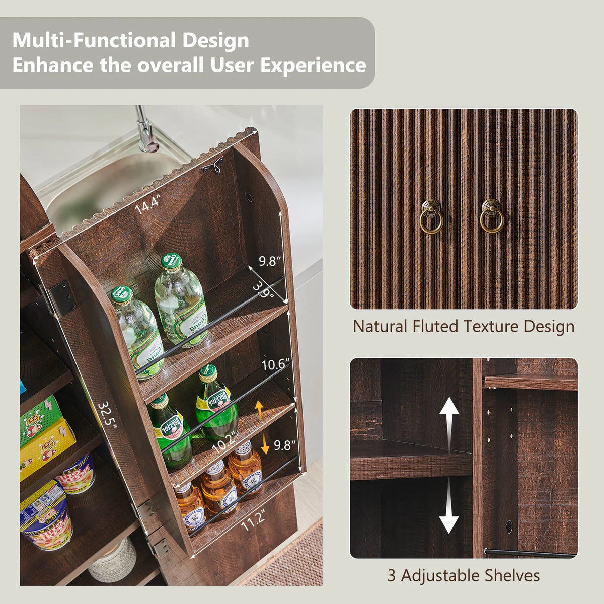 IFGET 71" Tall Arched Kitchen Pantry Storage Cabinet, Large Storage Cabinet with Adjustable Shelves, Pantry Cabinet for Kitchen, Dining Room