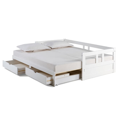 Melody Twin to King Extendable Day Bed with Storage White