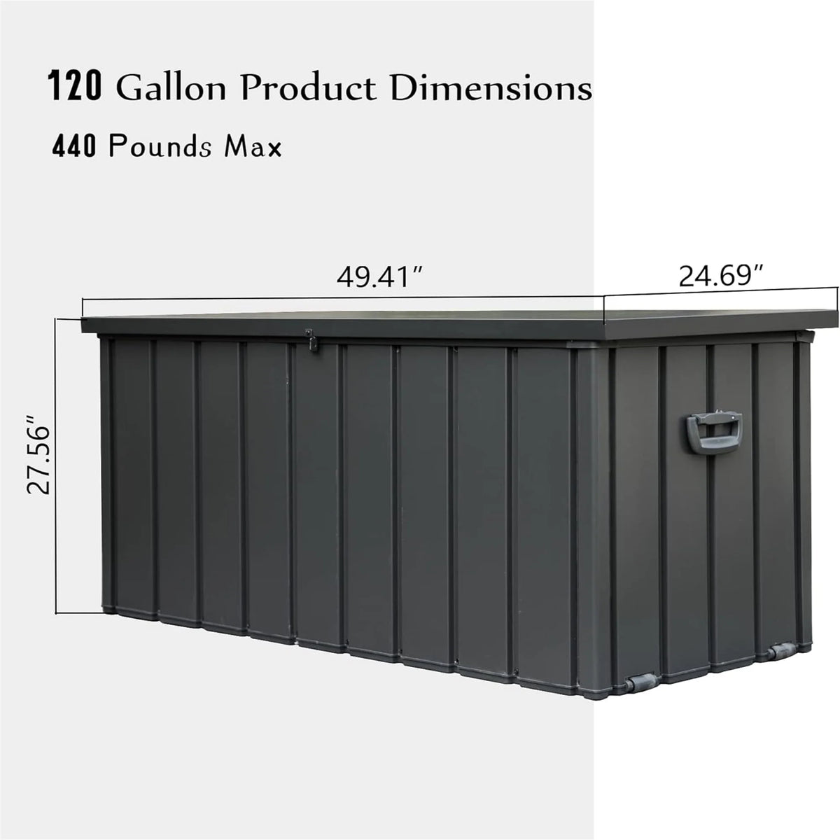 100 Gallon Outdoor Storage Deck Box Waterproof, Large Patio Poolside Storage Bin for Outside Cushions, Throw Pillows, Garden Tools (Dark Gray)