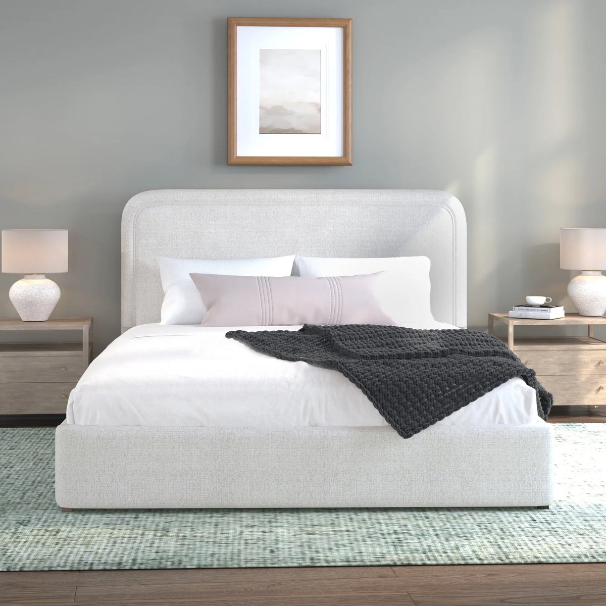 Better Homes & Gardens Juliet King Boucle Platform Bed, Ivory