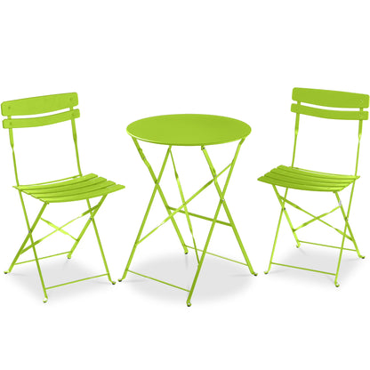 Best Choice Products 3-Piece Small Bistro Set, Folding Patio Furniture Set of 2 Chairs and Table - Black