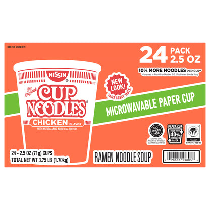 Nissin Cup Noodles, Chicken, 2.5 oz, 24-count