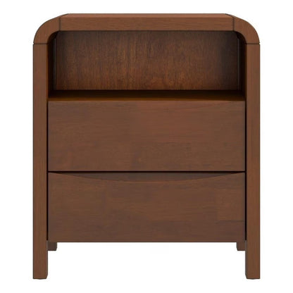 Arton Mid Century Solid Wood Walnut Nightstand Bed Side Tables with 2 Drawers