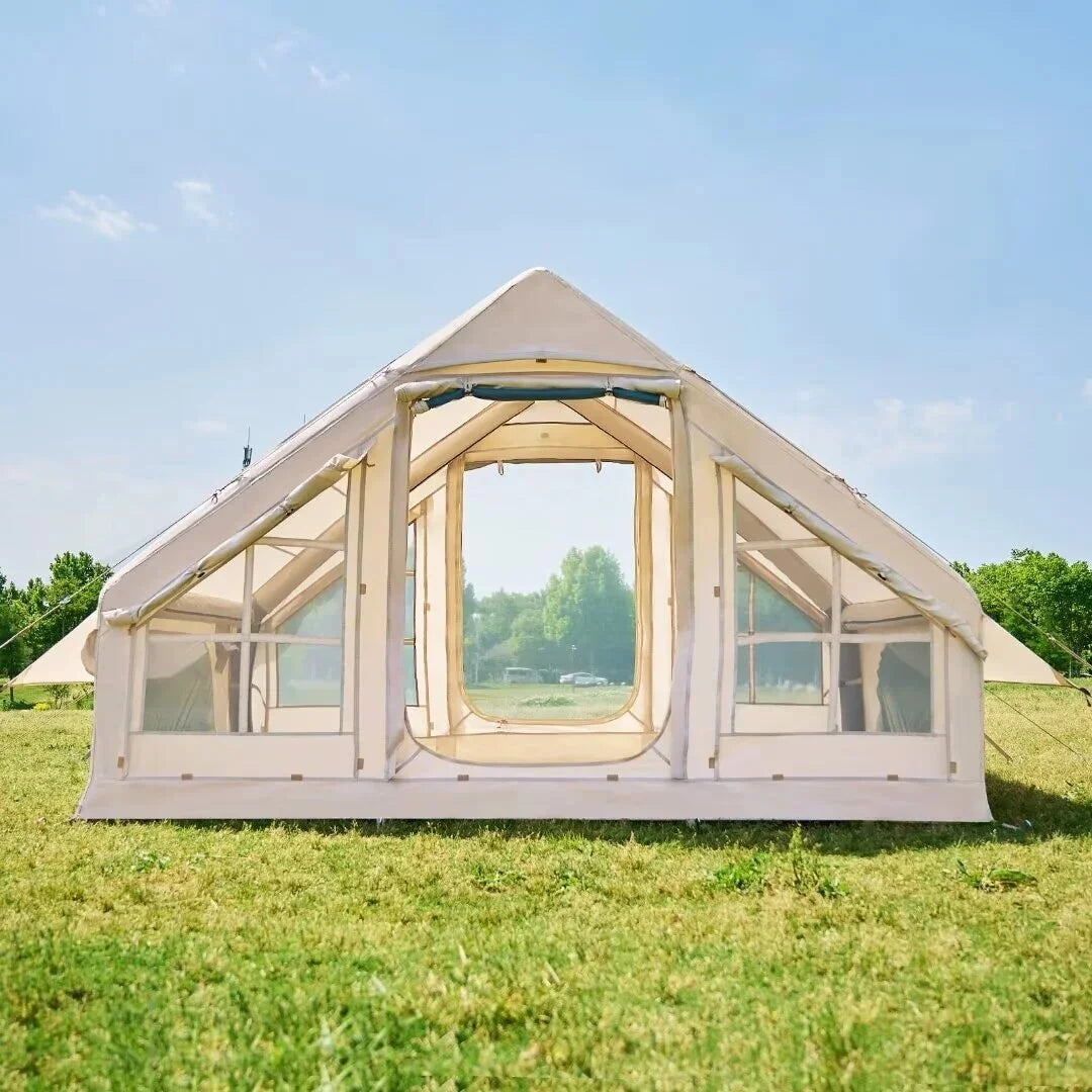 NAIZEA Inflatable Tent Air Glamping Tents 6Person Cabin Tent&Mesh&Chimney Window