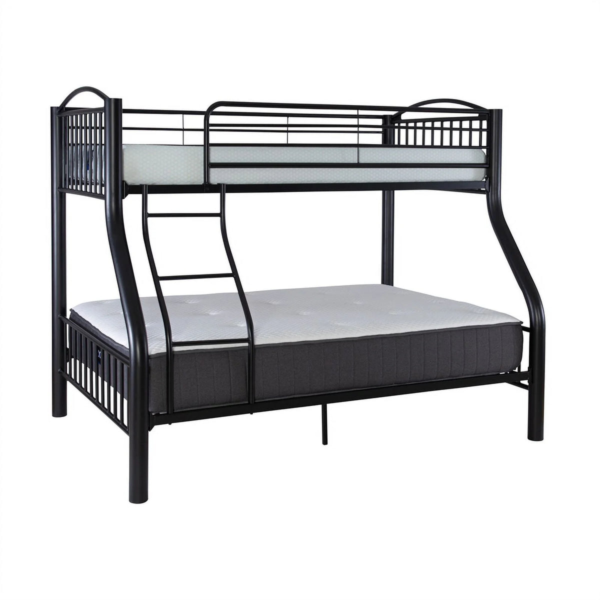 Linon Heavy Metal Twin Over Full Bunk Bed Attached Ladder in White