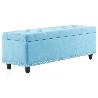 BELLEZE Button-Tufted Faux Leather Storage Ottoman Bench - Brentwood (Dark Brown)