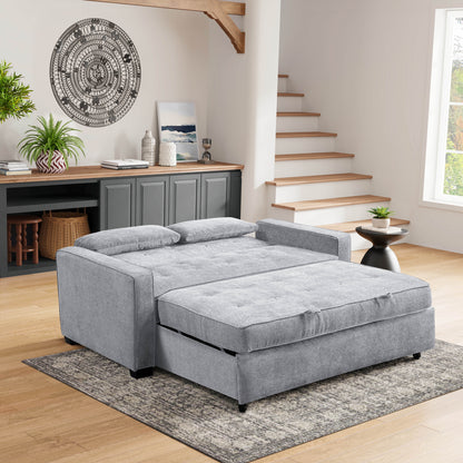 Serta Dream Convertibles Monroe Modern Polyester Convertible Queen Sofa Bed with Pillows Grey