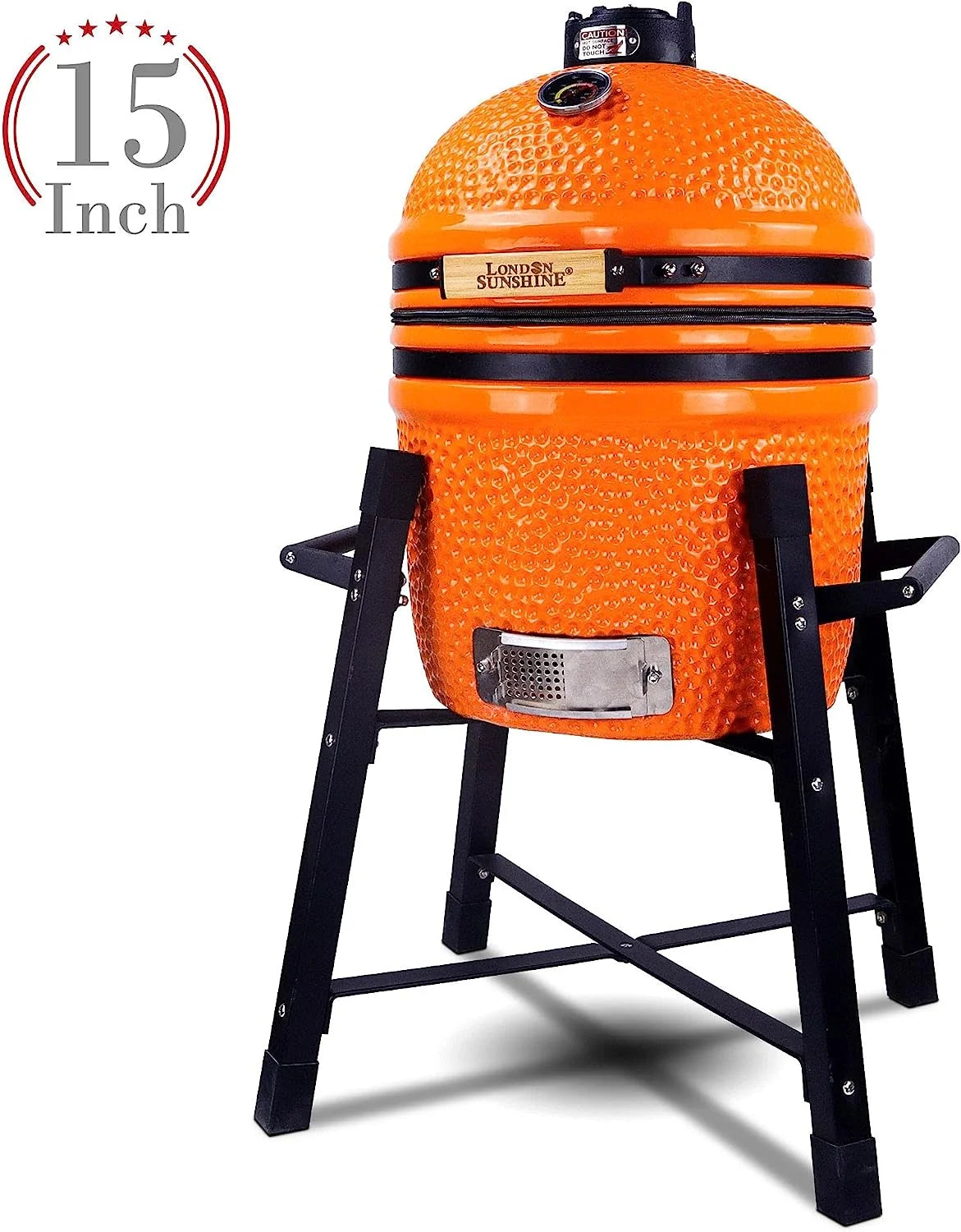 London Sunshine Ceramic Kamado Charcoal BBQ Grill -The Junior Series with Tall Stand (BLACK)