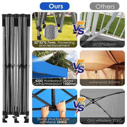 COBIZI 10x15ft Pop up Canopy, Heavy Duty Party Canopy Waterproof Commercial for Outdoor,Black