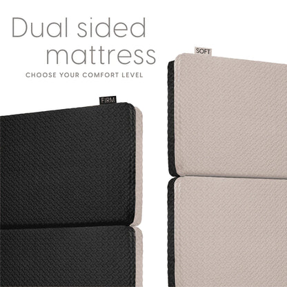 Dual Sided Premium Memory Foam Tri Folding Mattress, Waterproof Washable Cover, Size: Cot 75"x31"x6