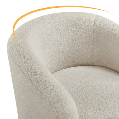 Yaheetech Upholstered Club Chair Accent Barrel Chair, Ivory
