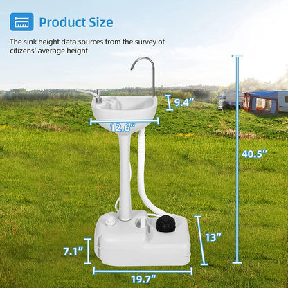 Portable Sink Camping Hand Washing Station with 17 L Wash Basin Stand for Outdoor Camping