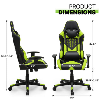 Magshion Ergonomic Gaming Chair, Comfortable Gaming Chair, Computer Chair Leather Desk Chair Adjustable Swivel Gaming Office Chair, Blue