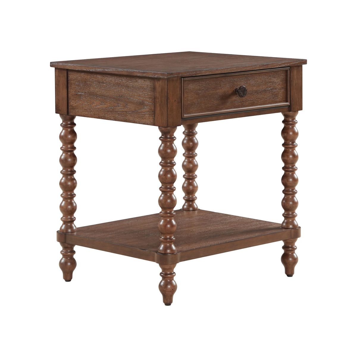 Pioneer Woman Harper Spindle Nightstand with USB Charging Ports, Adults and Teens, White Finish