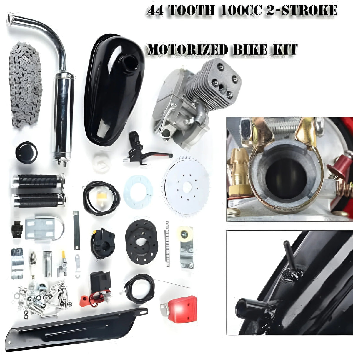 Loyalheartdy 36 Tooth Bicycle Motor Kit 100CC 2-Stroke Gas Motorized Bicycle Engine Set