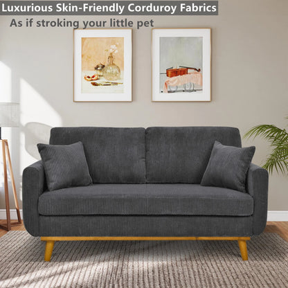Aukfa 68" Small Sofa Couch Comfy Mid Century Modern Loveseat Sofa for Living Room Bedroom, Cream