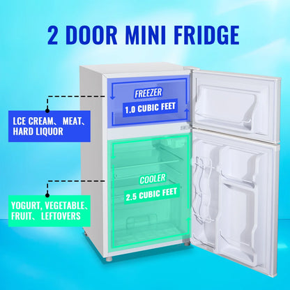 Tacool 3.5 Cu.ft Retro Mini Fridge with Freezer, 2 Door Small Refrigerator with 7 Adjustable Thermostat for Home, Blue