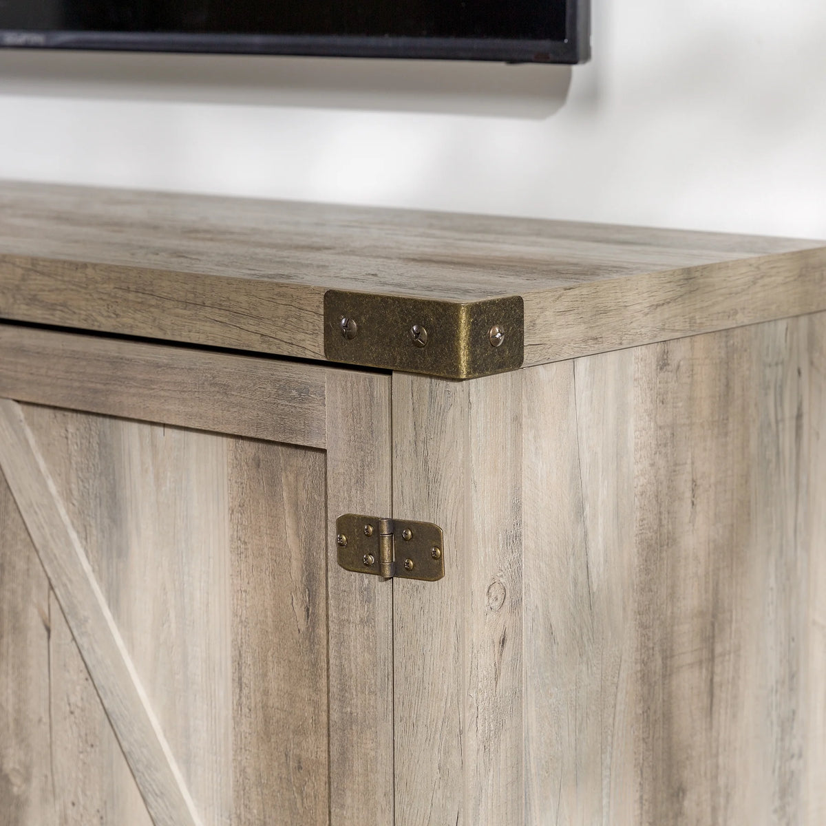 Walker Edison Modern Farmhouse Barn Door TV Stand for TVs up to 65", Grey Wash