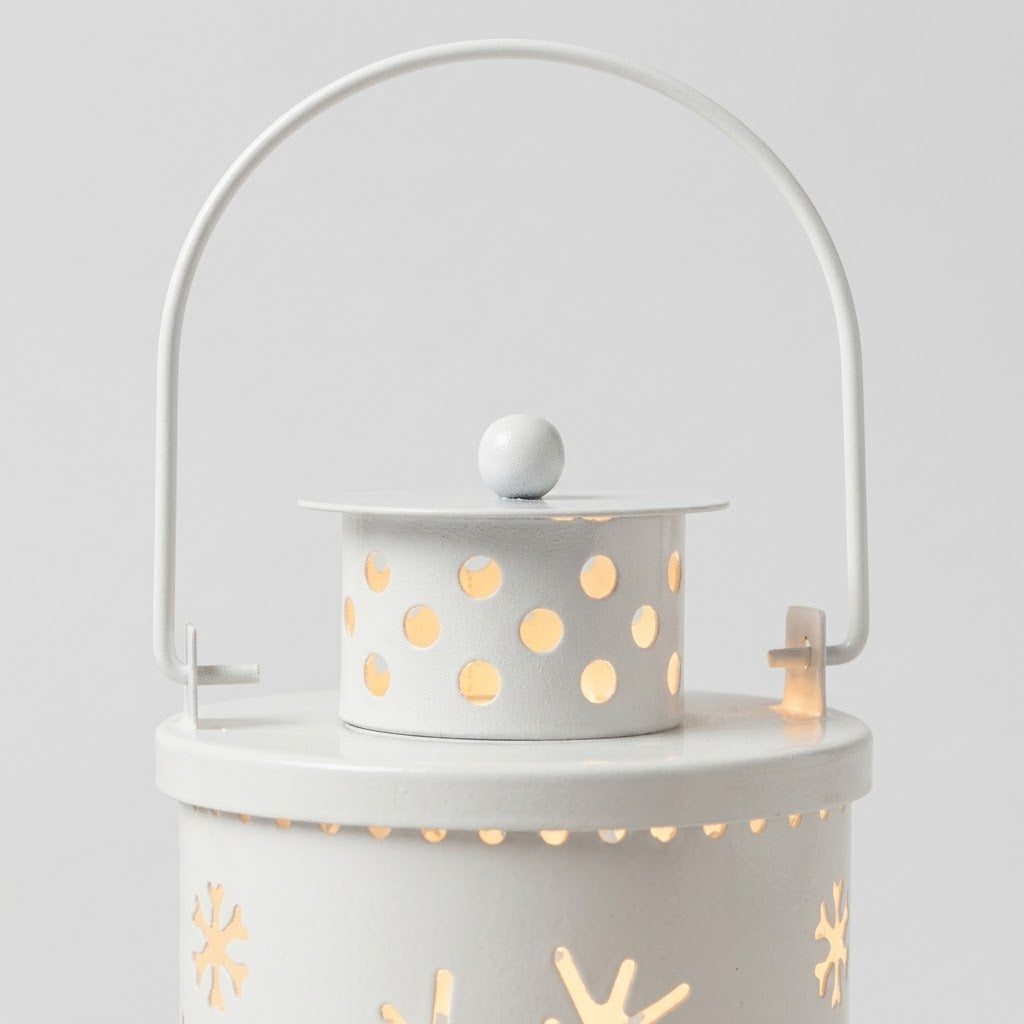 Havenlia Nordic wrought iron LED flameless candle lantern glowing on mantel