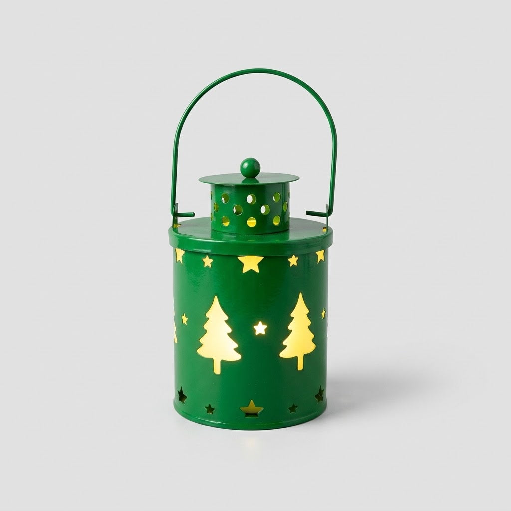 Havenlia Nordic wrought iron LED flameless candle lantern glowing on mantel