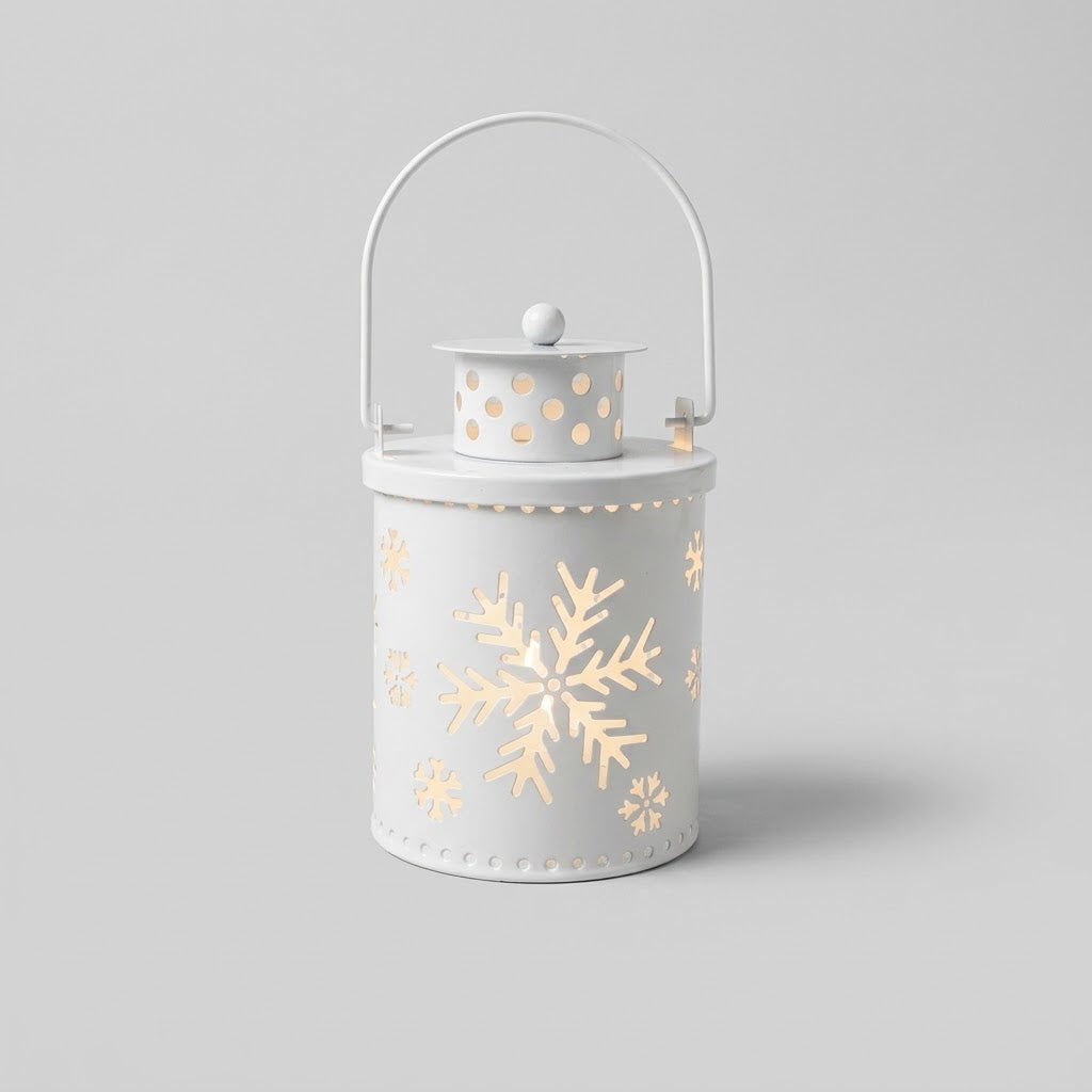 Havenlia Nordic wrought iron LED flameless candle lantern glowing on mantel