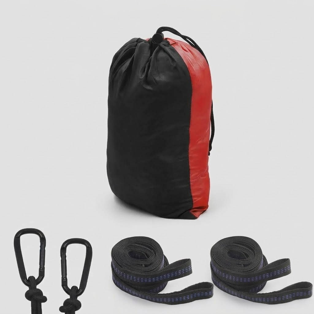 Havenlia double camping hammock with tree straps hung between two trees