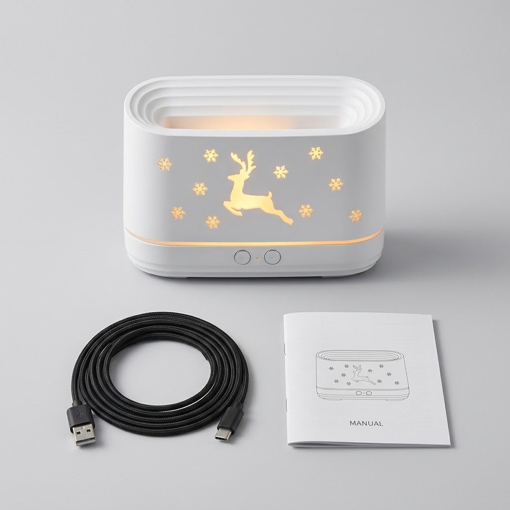 Havenlia elk flame aroma diffuser humidifier glowing on nightstand