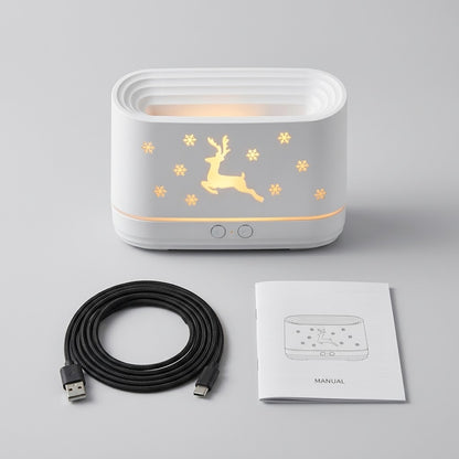 Havenlia elk flame aroma diffuser humidifier glowing on nightstand