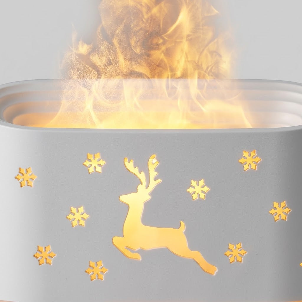Havenlia elk flame aroma diffuser humidifier glowing on nightstand